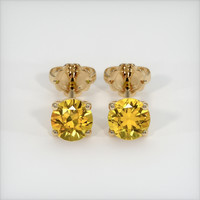 1.21 Ct.Tw. Orangish Yellow Sapphire Earrings, 14K Yellow Gold 1
